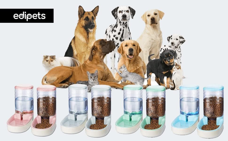 , Distributeur Croquettes Chat, Chien, Automatique, 2 Unités, 3.8 L, Gamelle À Nourriture Et À Eau Pour Animaux De Compagnie (Gris)
